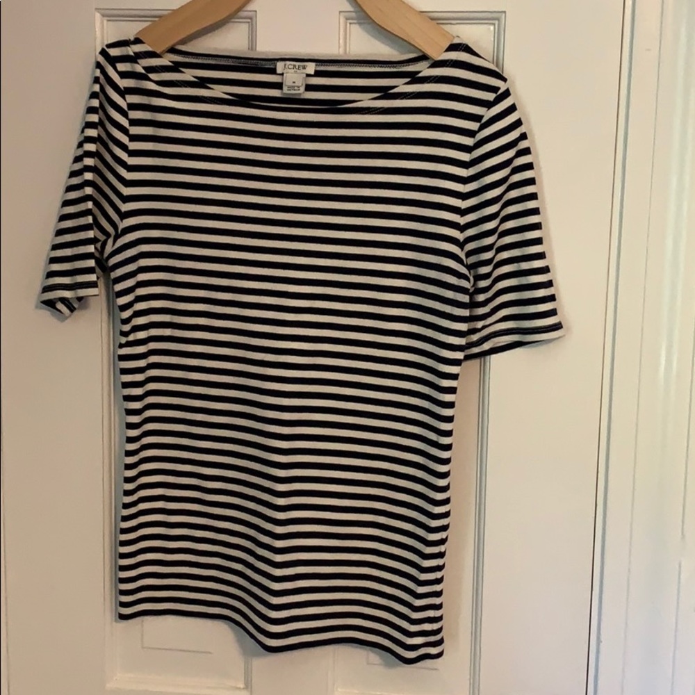 J. crew navy and white stripe shirt